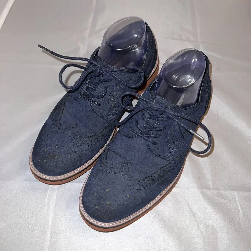Madden M-Edward Navy Blue Mens Oxford Sz 7.5M Lace‎ Up Shoes